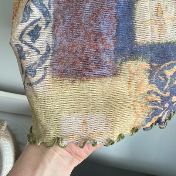 Patchwork Long Sleeve Mesh Top - Picture 3 of 8